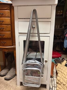 Clear Silver Crossbody Bag with Adjustable Strap